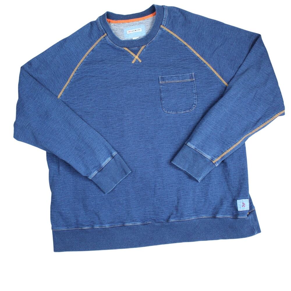 32 Bar Blues Sweatshirt Mens XXL 2XL Blue Pullover Minimalist Preppy Casual